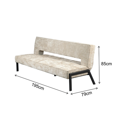 Sofa mit Schlaffunktion Modernes Design 2 in 1 Funktion Beige 195x79x85 cm Metallgestell 2er Sitz