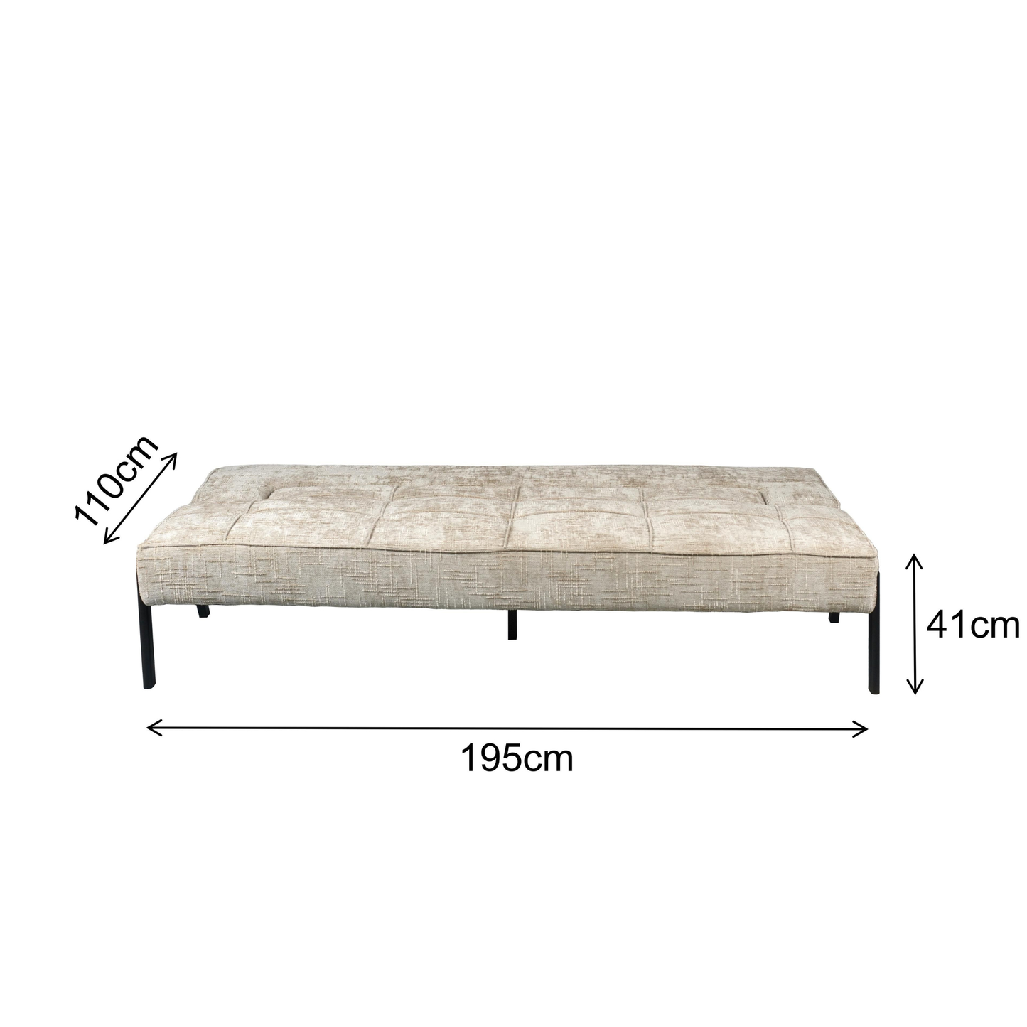 Sofa mit Schlaffunktion Modernes Design 2 in 1 Funktion Beige 195x79x85 cm Metallgestell 2er Sitz