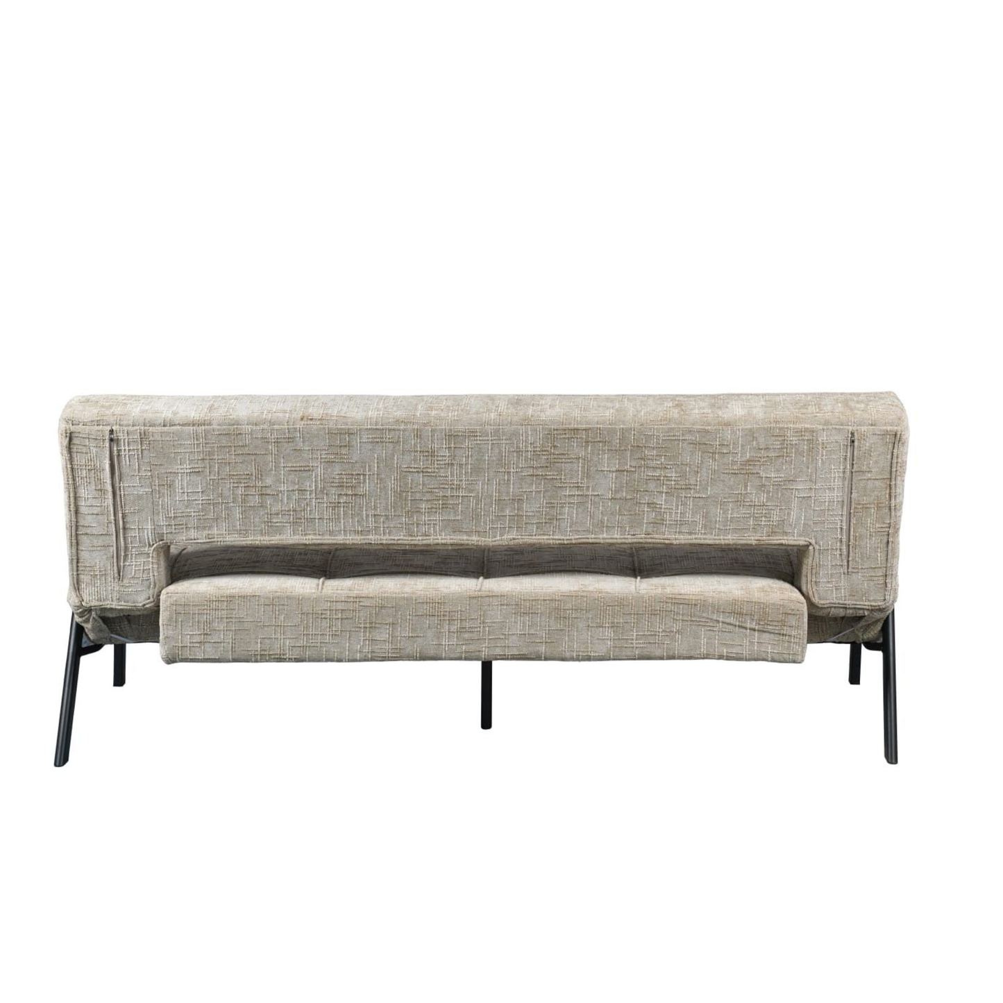 Sofa mit Schlaffunktion Modernes Design 2 in 1 Funktion Beige 195x79x85 cm Metallgestell 2er Sitz