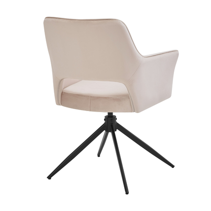 Gepolsterte Esszimmerstuhl in Samt und Metallbeinen Beige