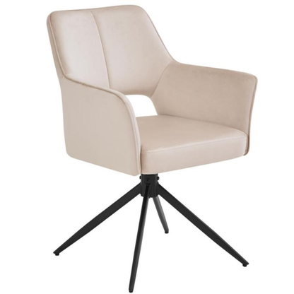 Gepolsterte Esszimmerstuhl in Samt und Metallbeinen Beige