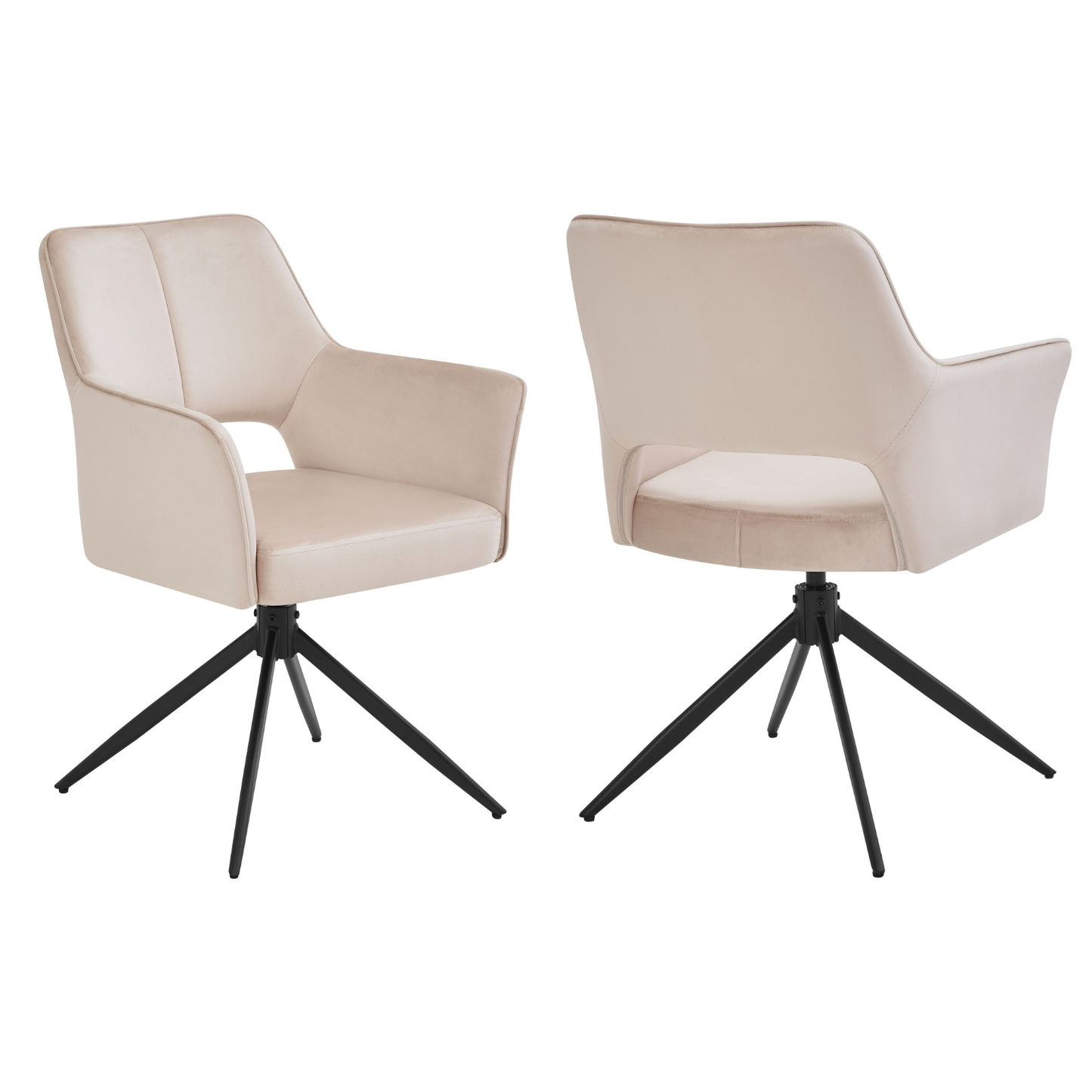 Gepolsterte Esszimmerstuhl in Samt und Metallbeinen Beige