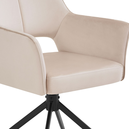 Gepolsterte Esszimmerstuhl in Samt und Metallbeinen Beige