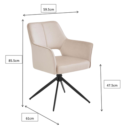 Gepolsterte Esszimmerstuhl in Samt und Metallbeinen Beige