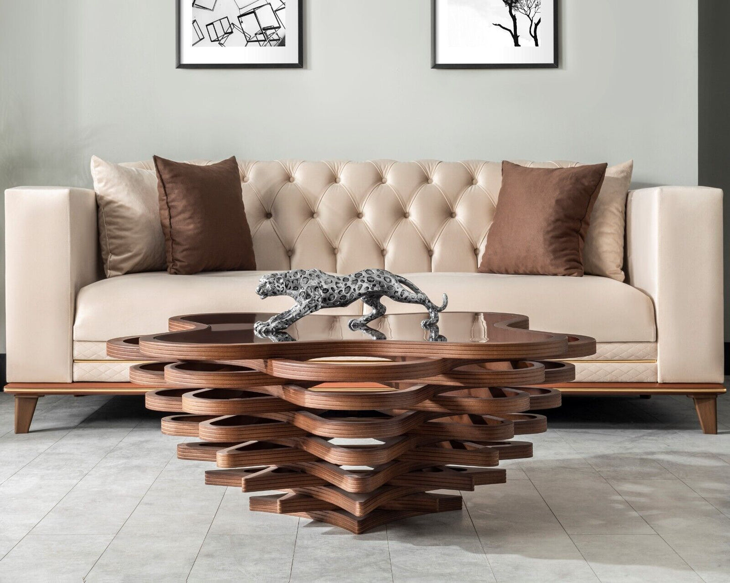 Beistelltisch Couchtisch "Wolke" Glas 90x90x42 cm