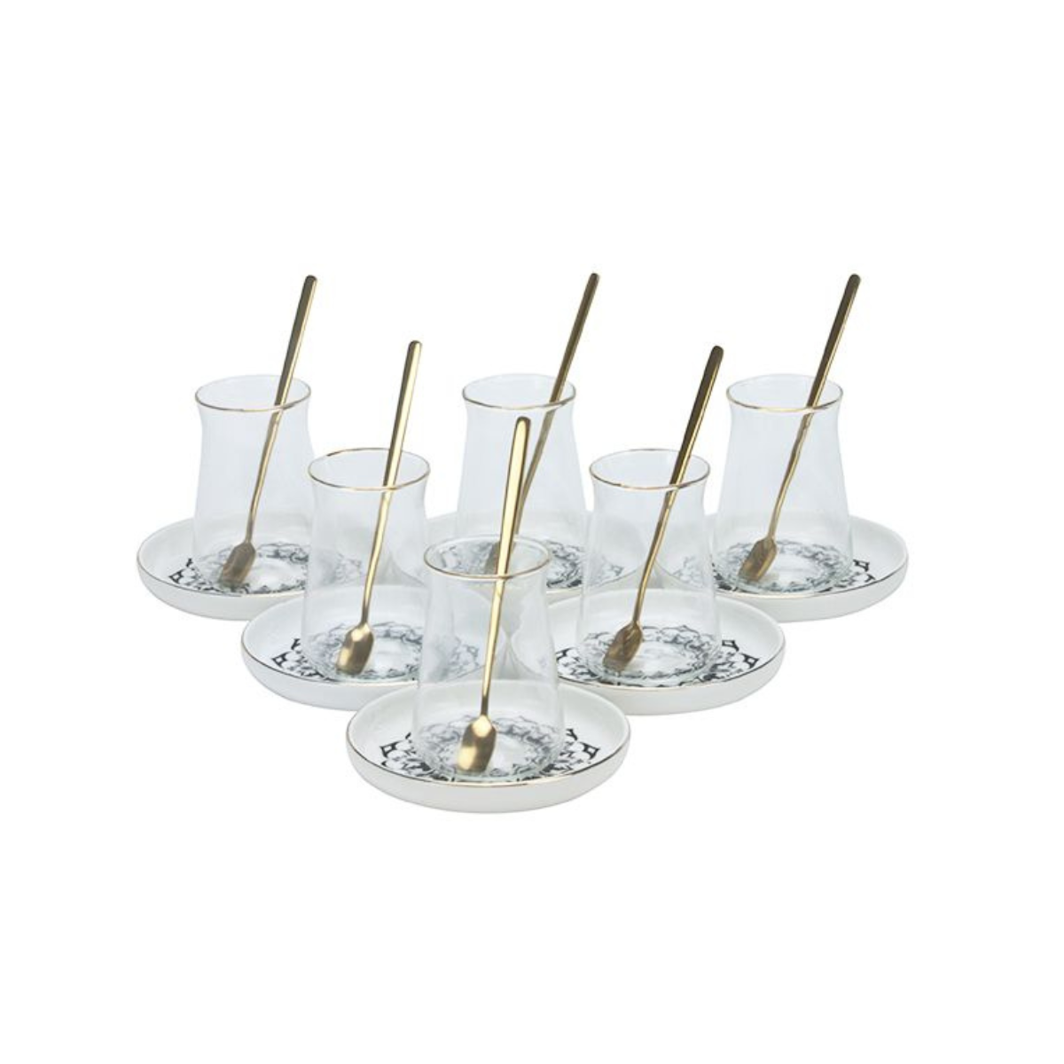 Bricard Ottomans 01 Teeglas-Set mit Keramik-Untersetzern – 18-teilig Schwarz