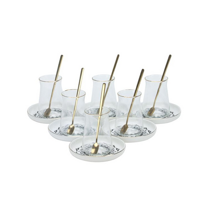 Bricard Ottomans 01 Teeglas-Set mit Keramik-Untersetzern – 18-teilig Schwarz