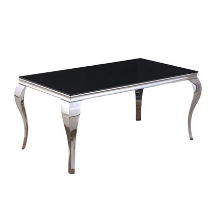 Esstisch Milano mit edlen Edelstahlbeinen Tischplatte aus Glas 180cm Silber-Schwarz