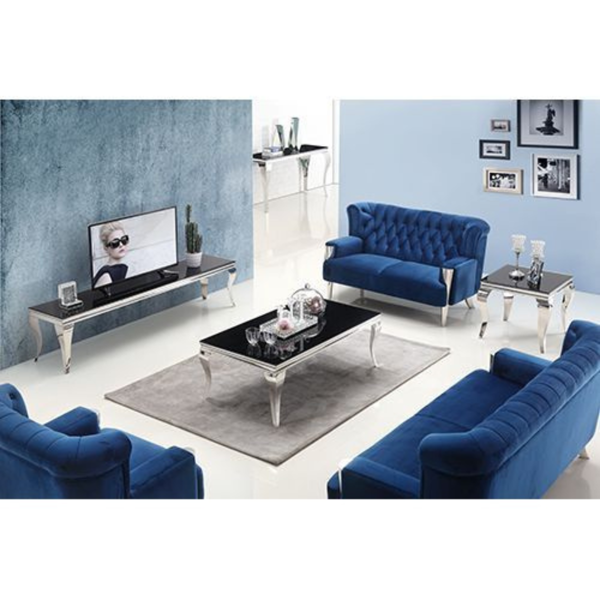 MILANO Beistelltisch Marmoroptik schwarz 60x60x55 cm