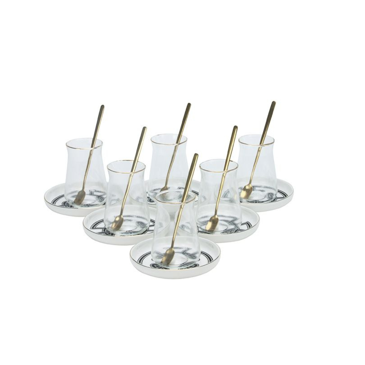 Bricard Ottomans 02 Teeglas-Set mit Keramik-Untersetzern – 18-teilig Schwarz