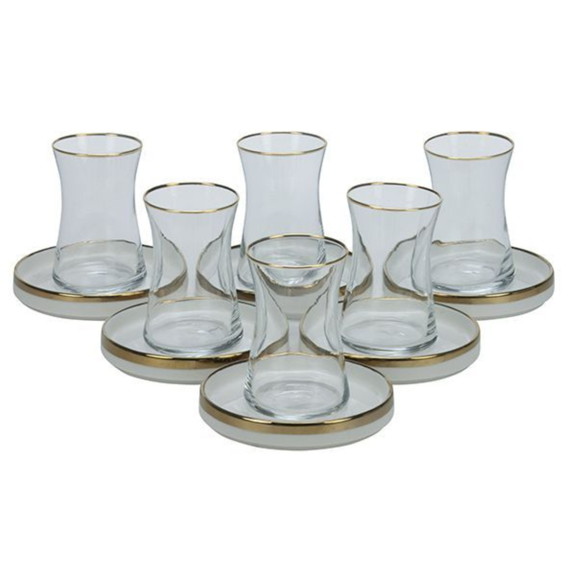 Bricard Teeglas Set mit Untersetzer aus Keramik Sens 12-tlg. gold
