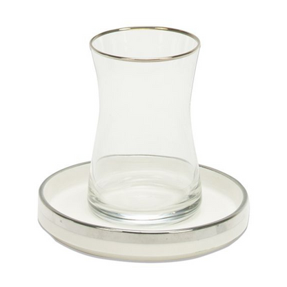 Bricard Teeglas Set mit Untersetzer aus Keramik Sens 12-tlg. silber
