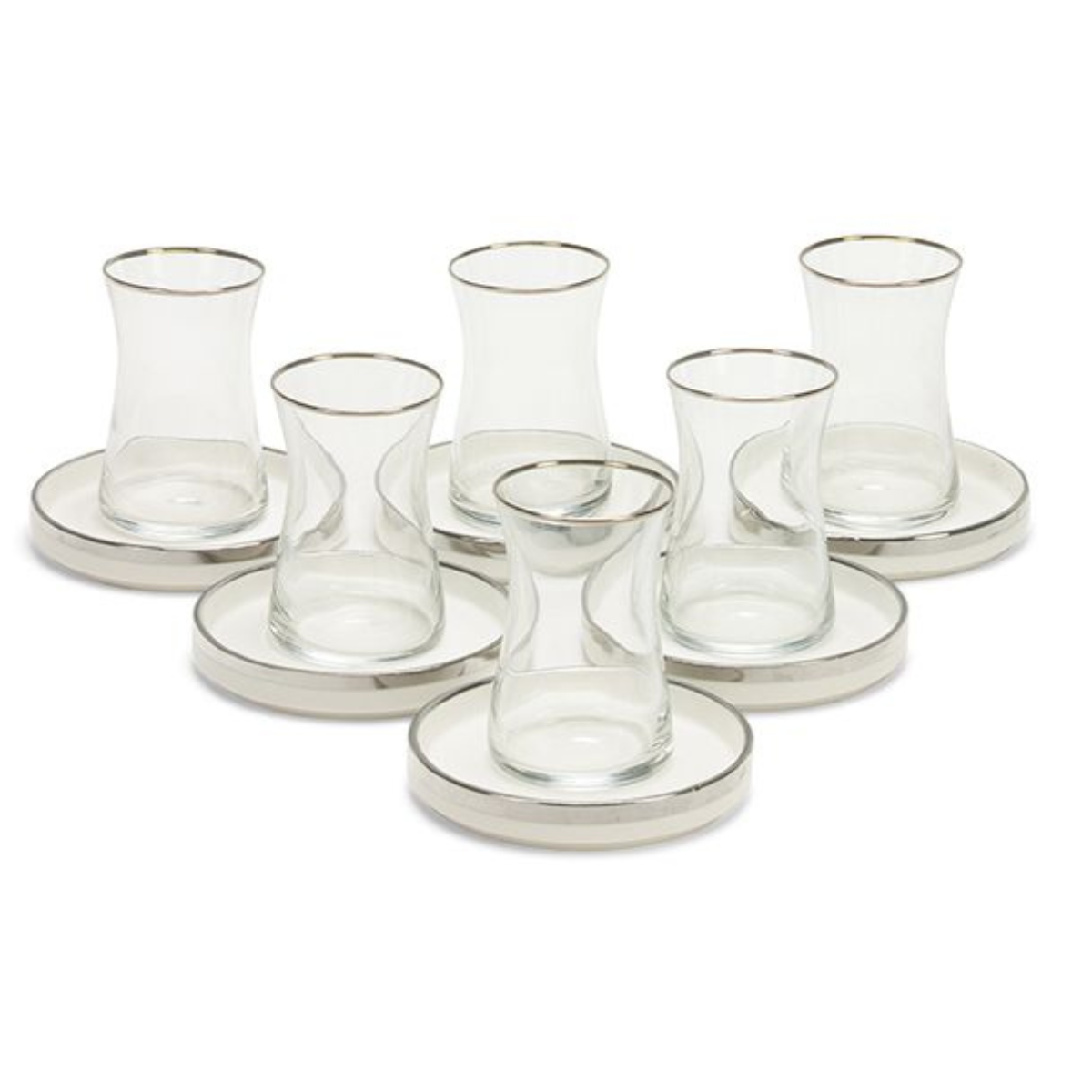 Bricard Teeglas Set mit Untersetzer aus Keramik Sens 12-tlg. silber