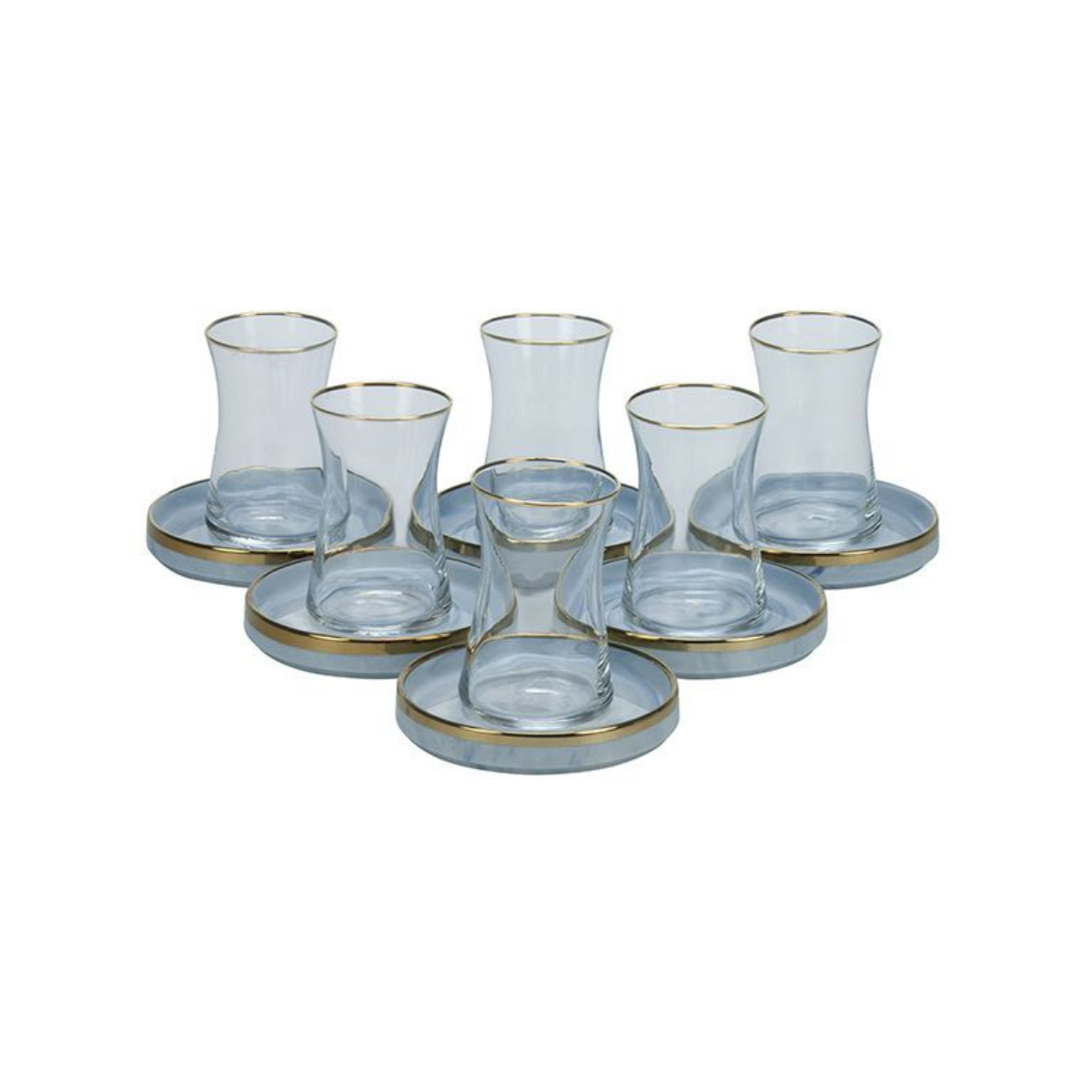 Bricard Sens Teeglas-Set mit Keramik-Untersetzern – 12-teilig Blau-Gold
