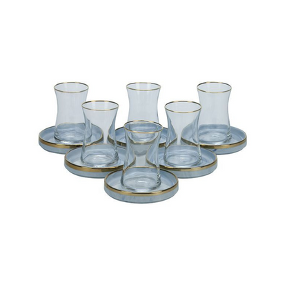Bricard Sens Teeglas-Set mit Keramik-Untersetzern – 12-teilig Blau-Gold