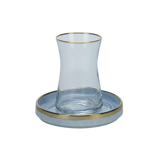 Bricard Sens Teeglas-Set mit Keramik-Untersetzern – 12-teilig Blau-Gold