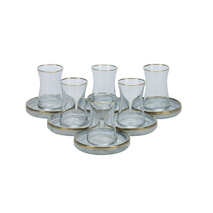 Bricard Sens Teeglas-Set mit Keramik-Untersetzern – 12-teilig Grau-Gold