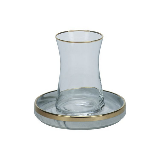 Bricard Sens Teeglas-Set mit Keramik-Untersetzern – 12-teilig Grau-Gold