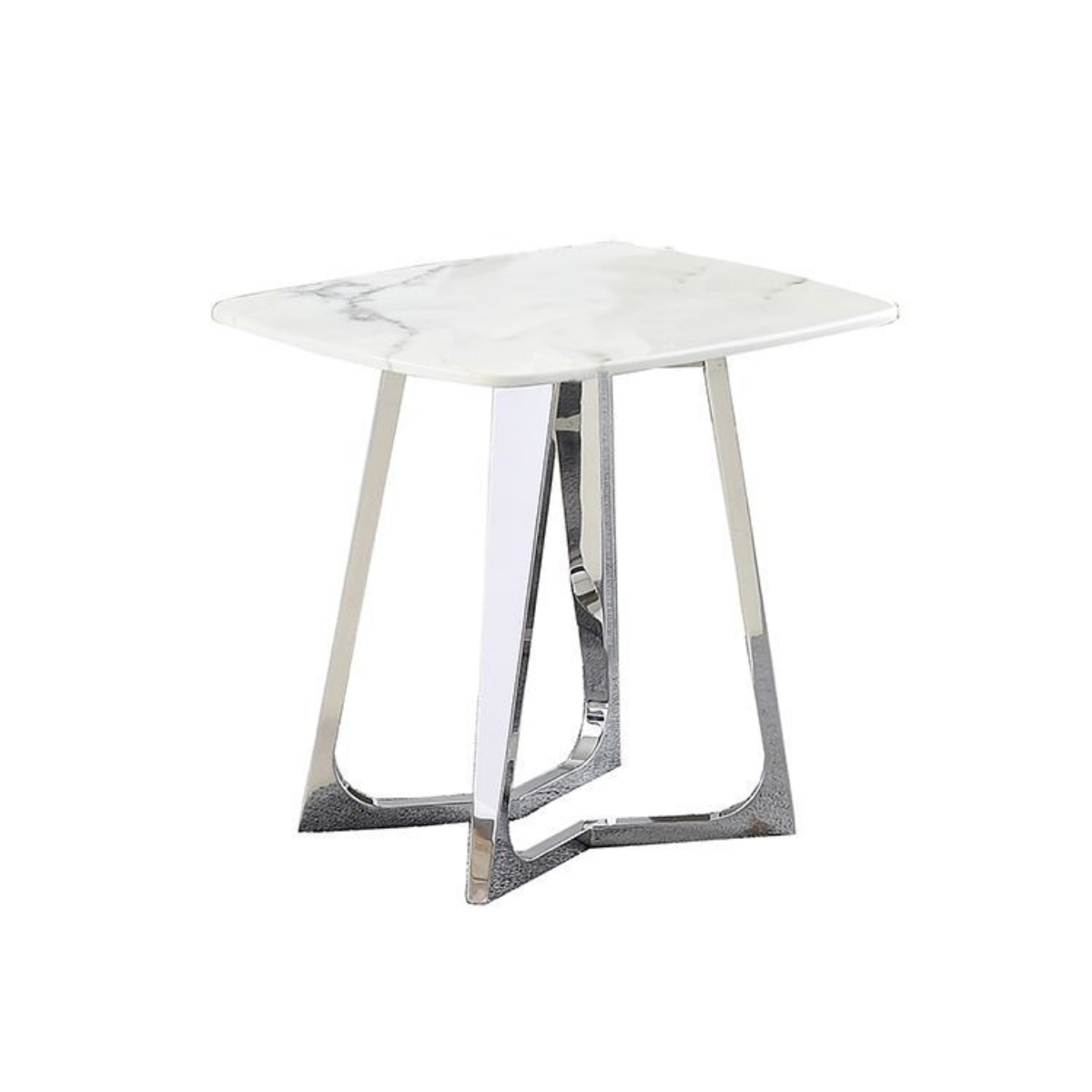 Beistelltisch BARI 2-tlg. Marmoroptik Silber 50x50x55 cm