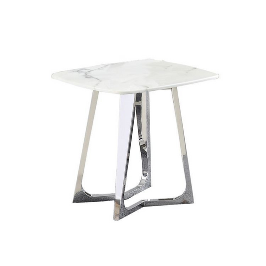 Beistelltisch BARI 2-tlg. Marmoroptik Silber 50x50x55 cm