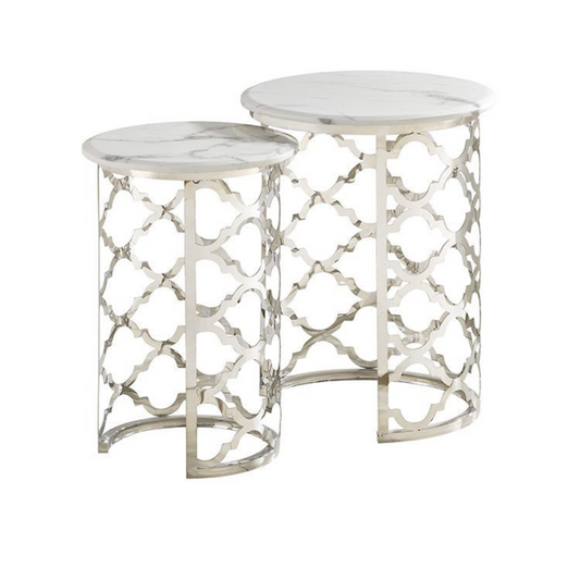 FORLI Beistelltisch silber 2-teilig Ø50X55CM