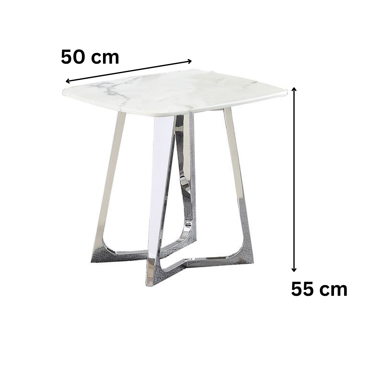 Beistelltisch BARI 2-tlg. Marmoroptik Silber 50x50x55 cm