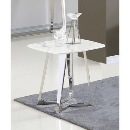 Beistelltisch BARI 2-tlg. Marmoroptik Silber 50x50x55 cm