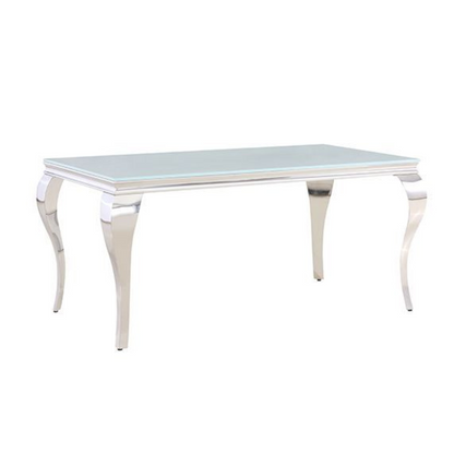 Esstisch Milano mit edlen Edelstahlbeinen Tischplatte aus Glas 160cm Silber