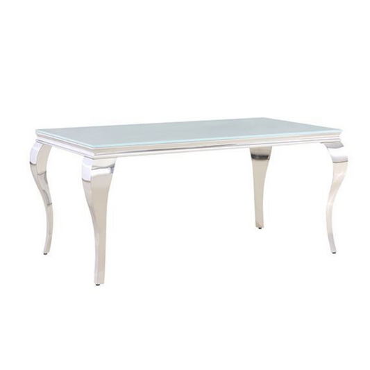Esstisch Milano mit edlen Edelstahlbeinen Tischplatte aus Glas 160cm Silber