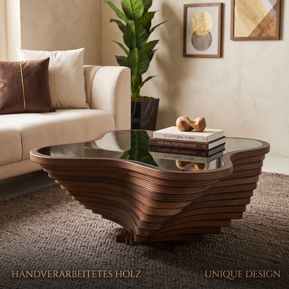 Walnuss Suzan Couchtisch handgefertigt massiv 90x90x42 cm