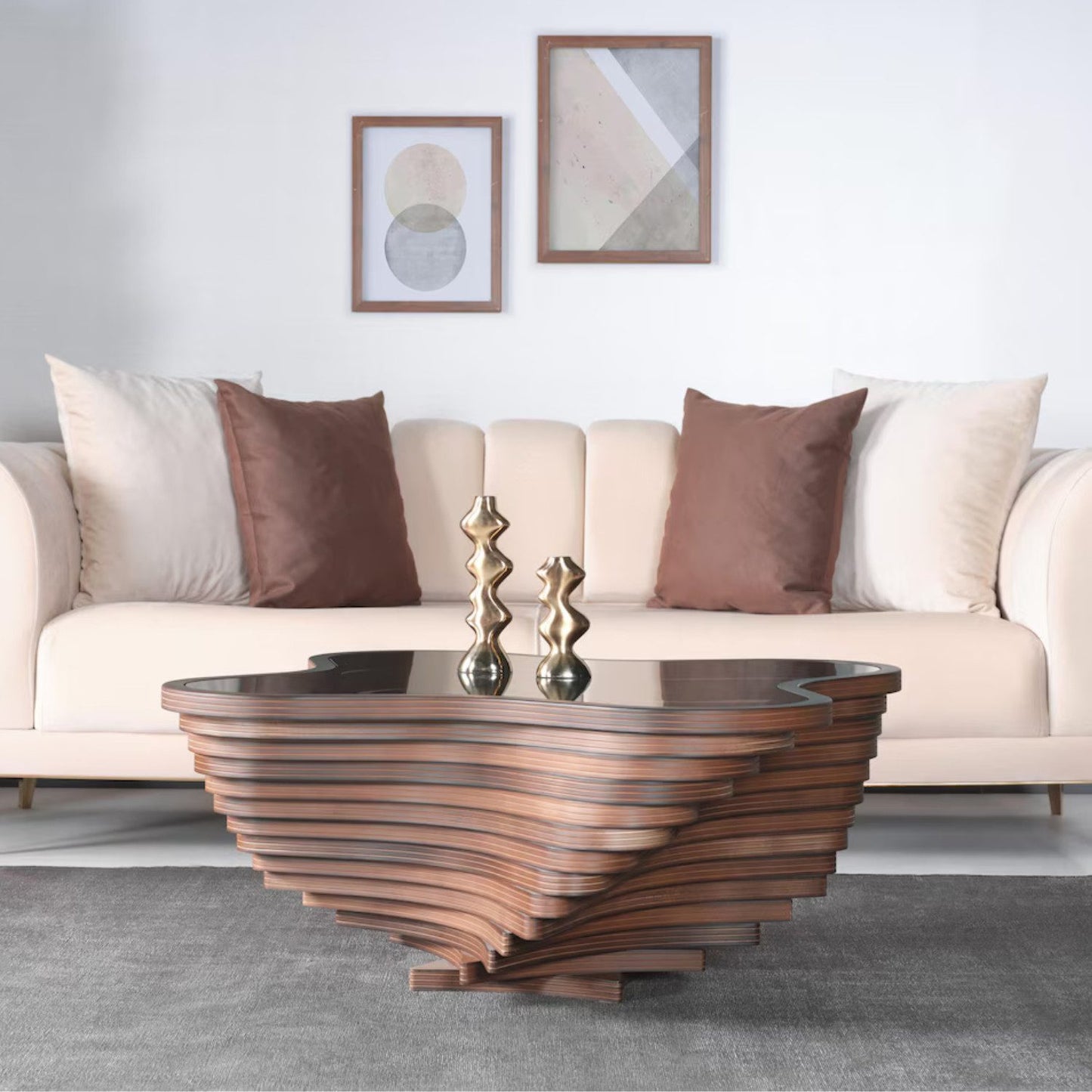 Walnuss Suzan Couchtisch handgefertigt massiv 90x90x42 cm