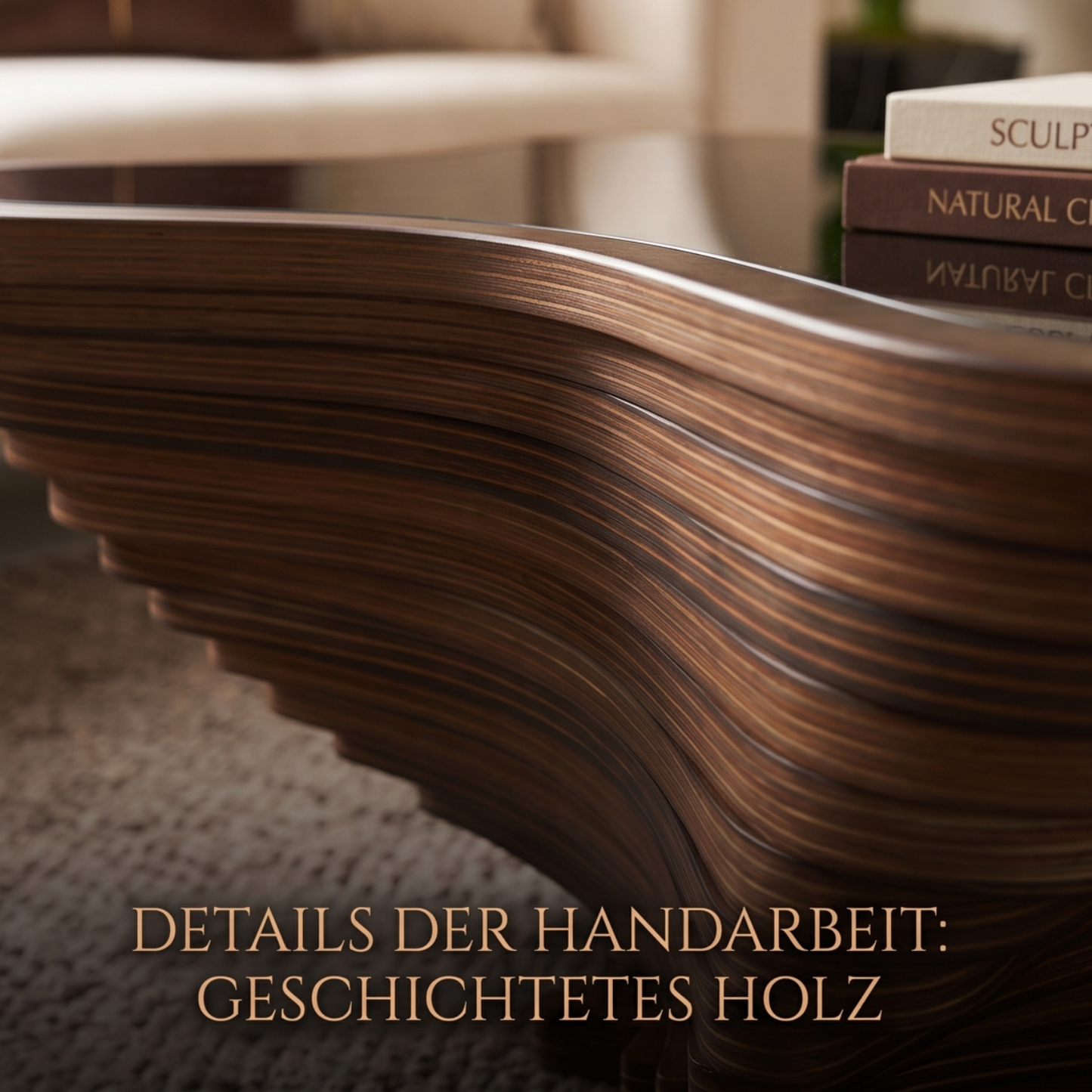 Walnuss Suzan Couchtisch handgefertigt massiv 90x90x42 cm
