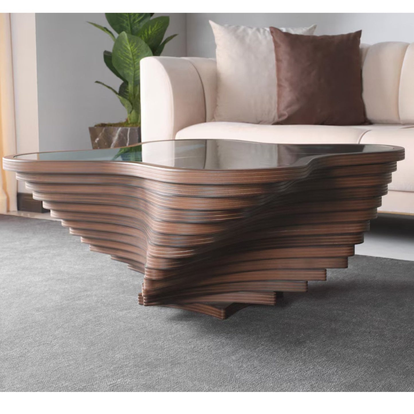Walnuss Suzan Couchtisch handgefertigt massiv 90x90x42 cm