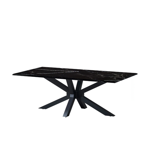 Edler Esstisch mit echter Marmorplatte 200 x 100 x 76 cm Schwarz