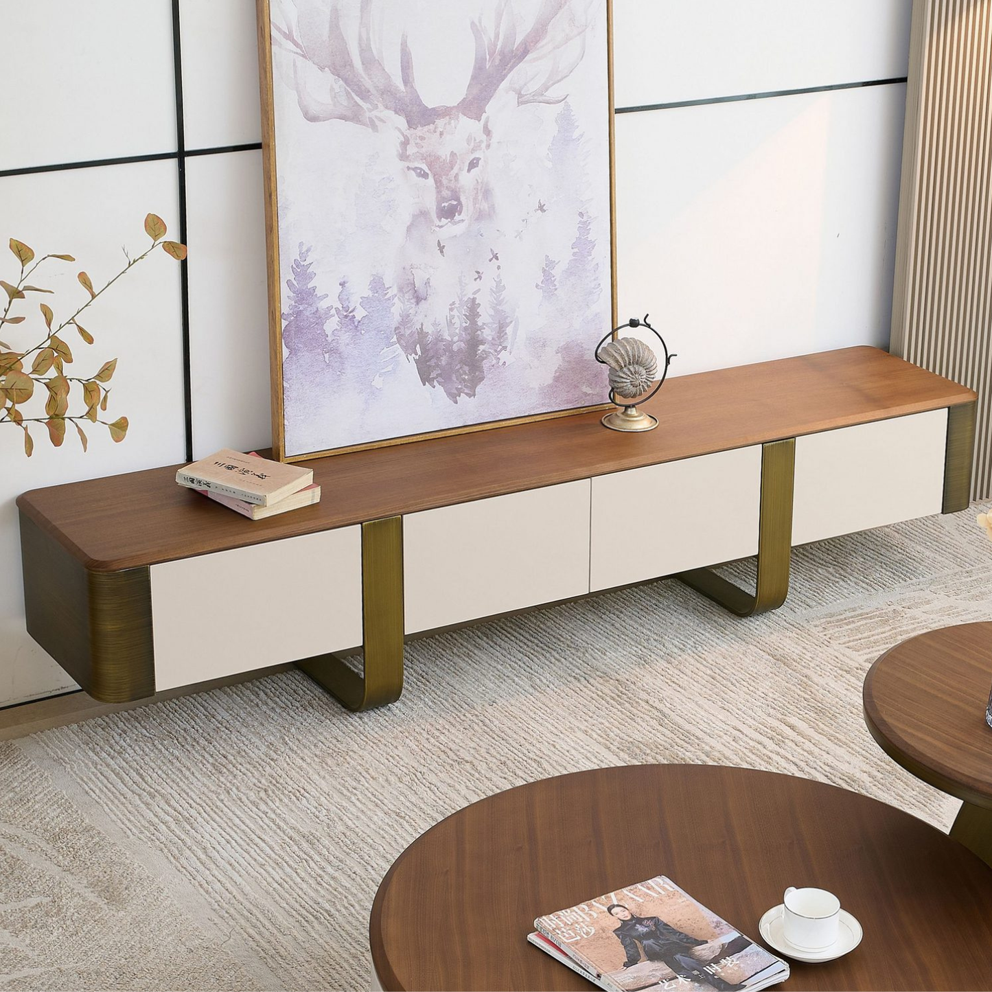 TV-Schrank Sideboard 200 cm mit 4 Schubladen TV Lowboard