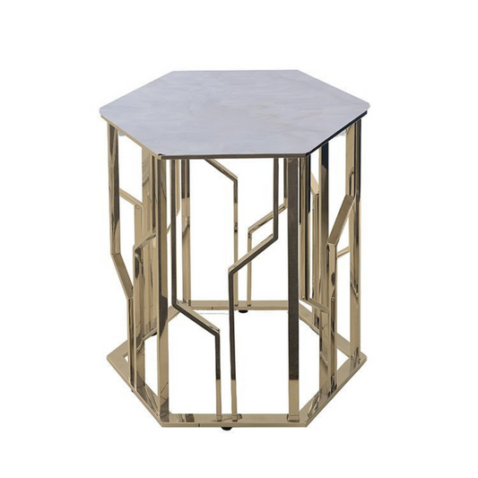 TARANTO Beistelltisch Gold 55x55x55 cm Marmor
