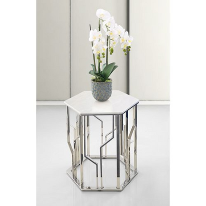 TARANTO Beistelltisch Silber 55x55x55 cm Marmor