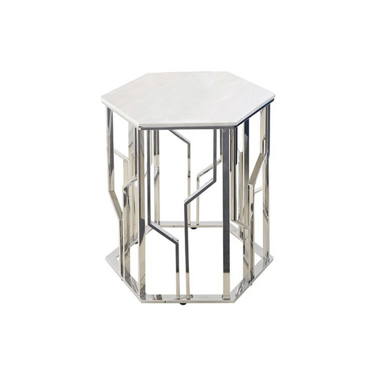 TARANTO Beistelltisch Silber 55x55x55 cm Marmor