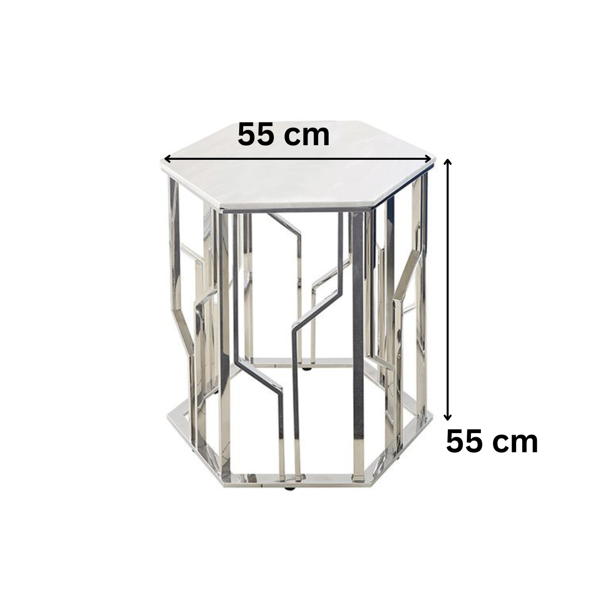 TARANTO Beistelltisch Silber 55x55x55 cm Marmor