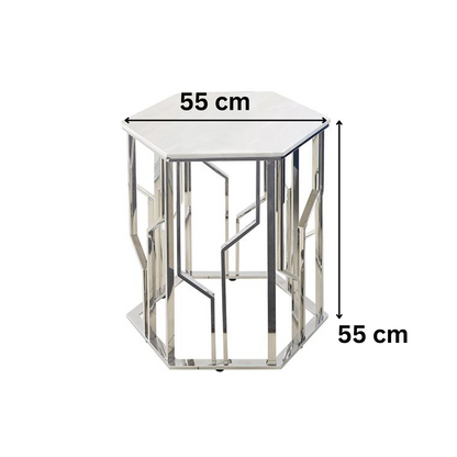 TARANTO Beistelltisch Silber 55x55x55 cm Marmor