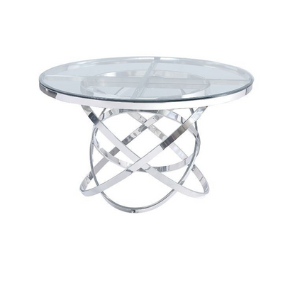 Esstisch Runder Esstisch mit Marmor-Optik und Edelstahlgestell 130 x 76 cm