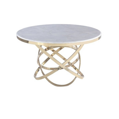 Esstisch Runder Esstisch mit Marmor-Optik und Edelstahlgestell 130 x 76 cm