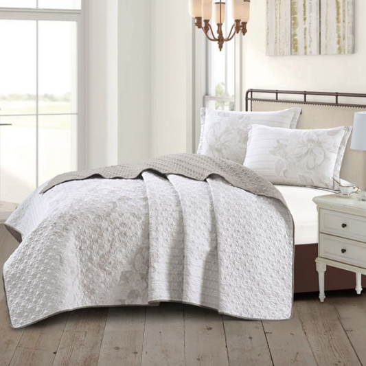 Tagesdecke Set Tulin Überwurf Decke 3-Teilig 240X260 CM , atmungsaktiv 2-Personen Braun