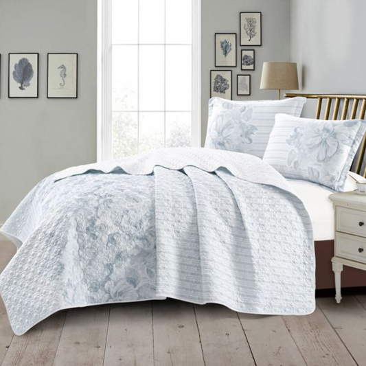 Tagesdecke Set Tulin Überwurf Decke 3-Teilig 240X260 CM , atmungsaktiv 2-Personen Weiß