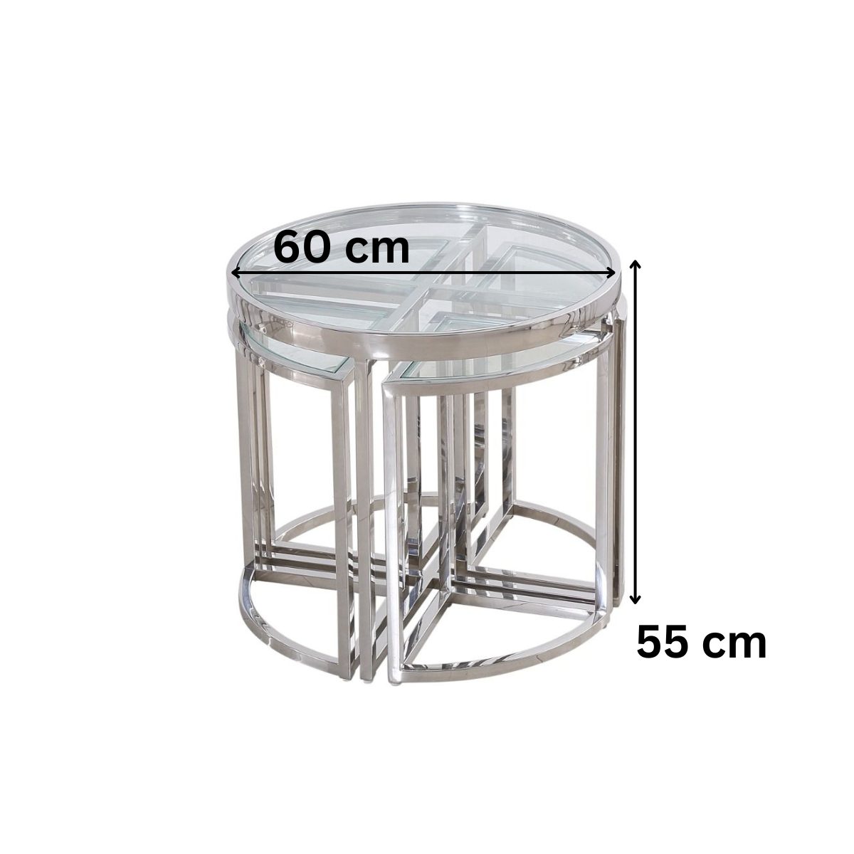 VERONA Beistelltisch Ø60x55 cm Transparent 5-teilig