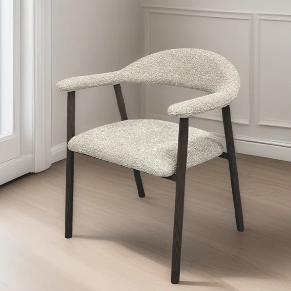 Esszimmerstuhl VIDA Komfortabler Armlehnenstuhl mit strukturierter Polsterung Beige/Braun