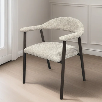 Esszimmerstuhl VIDA Komfortabler Armlehnenstuhl mit strukturierter Polsterung Beige/Braun