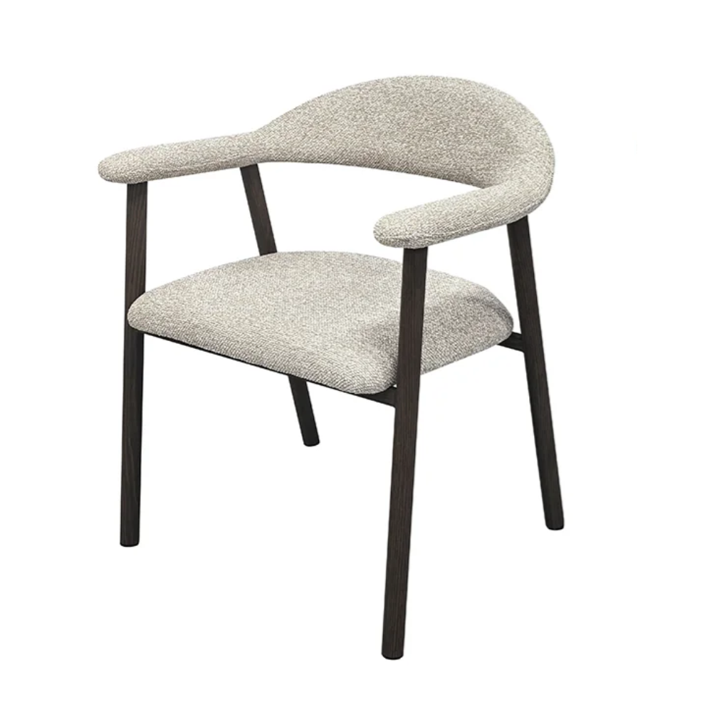 Esszimmerstuhl VIDA Komfortabler Armlehnenstuhl mit strukturierter Polsterung Beige/Braun