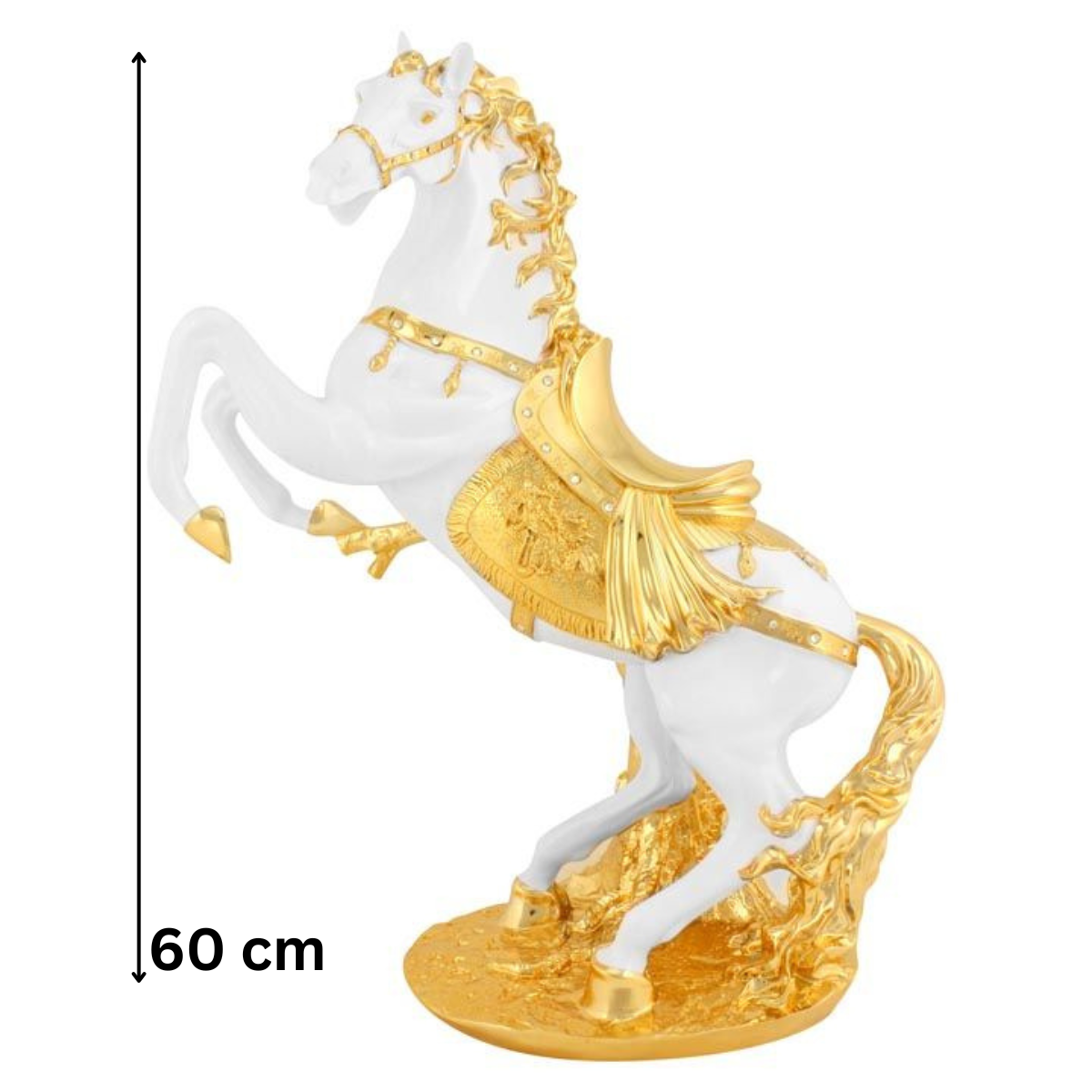 Moderne Deko Figur Pferd Weiß-Gold aus Keramik 60 cm