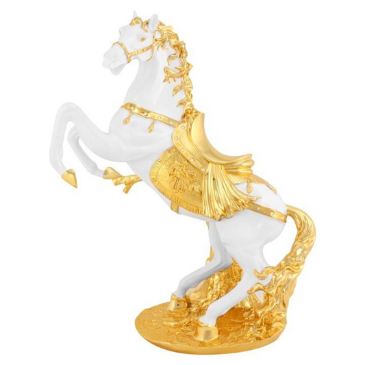 Moderne Deko Figur Pferd Weiß-Gold aus Keramik 60 cm